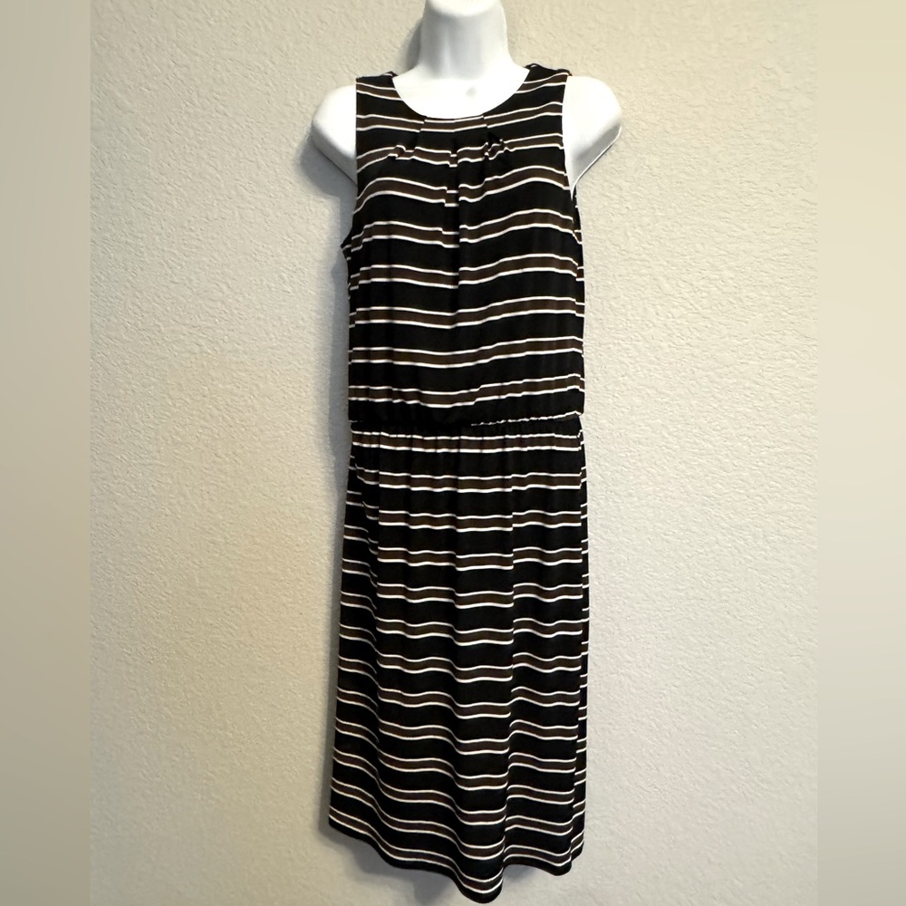 White House Black Market Black, White & Brown Midi Dress 4